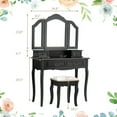 thumbnail image 3 of Costway Tri Folding Wood Makeup Dressing Table Vanity Set w/ Mirror 4 Drawers & Stool, 3 of 9