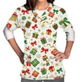 thumbnail image 2 of Jsaierl Christmas Scrub Tops for Women Short Sleeve Christmas Pattern Nurse Uniform Working V Neck Shirt Dressy Casual Tees Blouse Top for Women Fashion 2024, 2 of 6