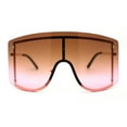thumbnail image 1 of Oversize Wrap Shield Rimless 80s Funky Sunglasses Gold Brown Pink, 1 of 4