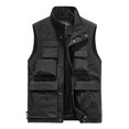 thumbnail image 3 of FGKKS Men Outdoor Vest Multi-Pocket Solid Color Fishing Director Reporter Work Waistcoat Photography Casual Vest Jacket Male, 3 of 4
