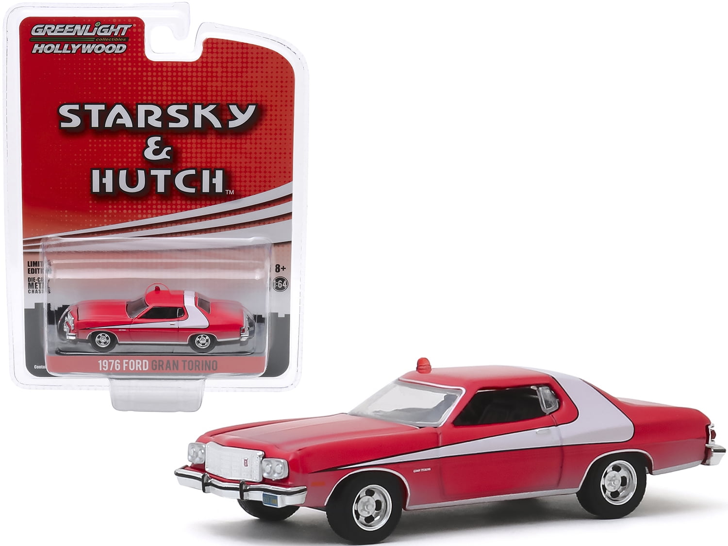 Ford Gran Torino 1976 Old School Muscle Red & White Mattel 1/64 Scale FORD 