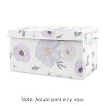 Watercolor Floral Lavender Purple and Grey Storage Fabric Toy Box by Sweet Jojo Designs
