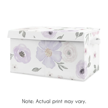 UPC: 0846480078852 | Watercolor Floral Lavender Purple and Grey Storage Fabric Toy Box by Sweet Jojo Designs