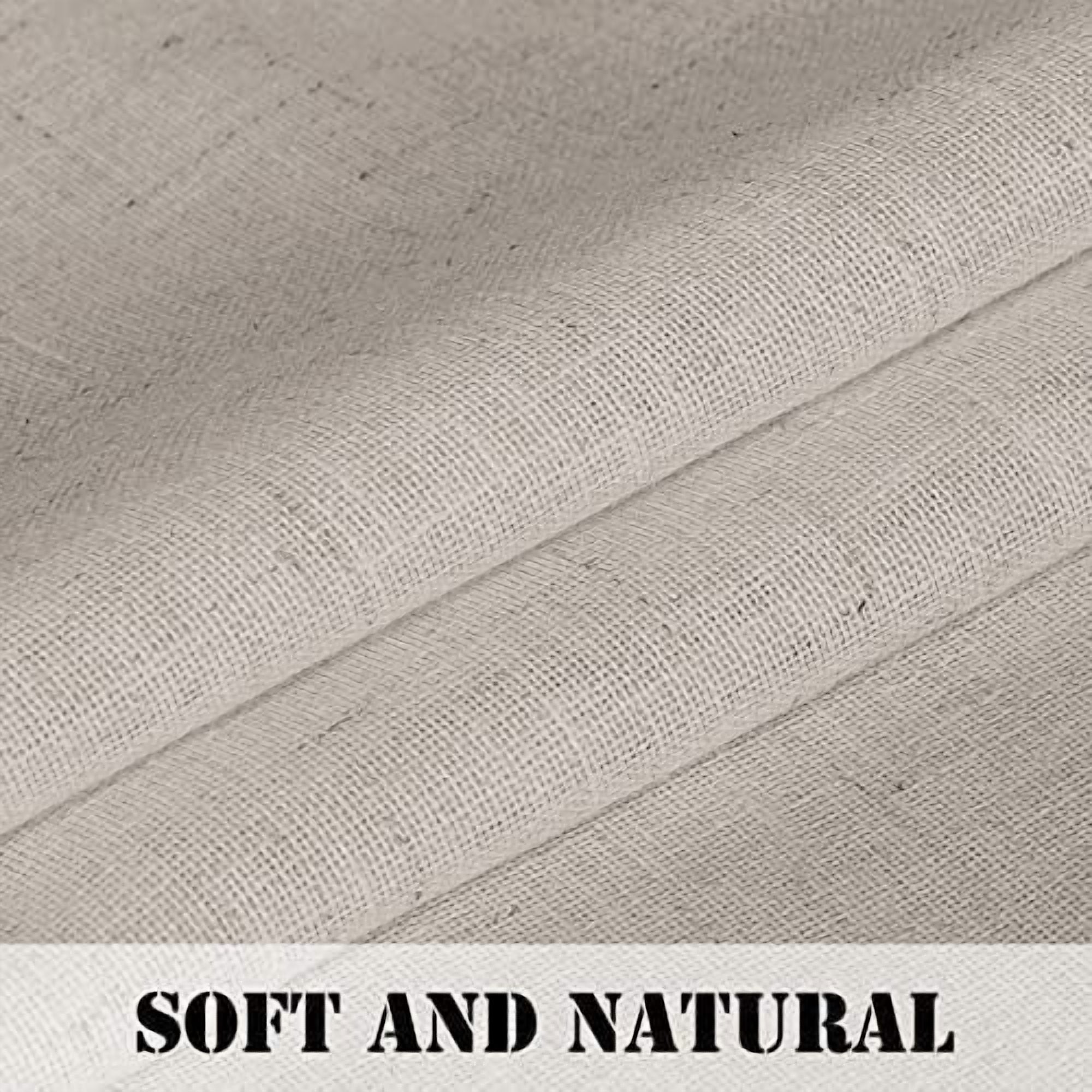 PrimeBeau Textured Semi Sheer Privacy Added Linen Blended Nickel Grommet Window Curtain Panels, 52" W x 84" L, Angora