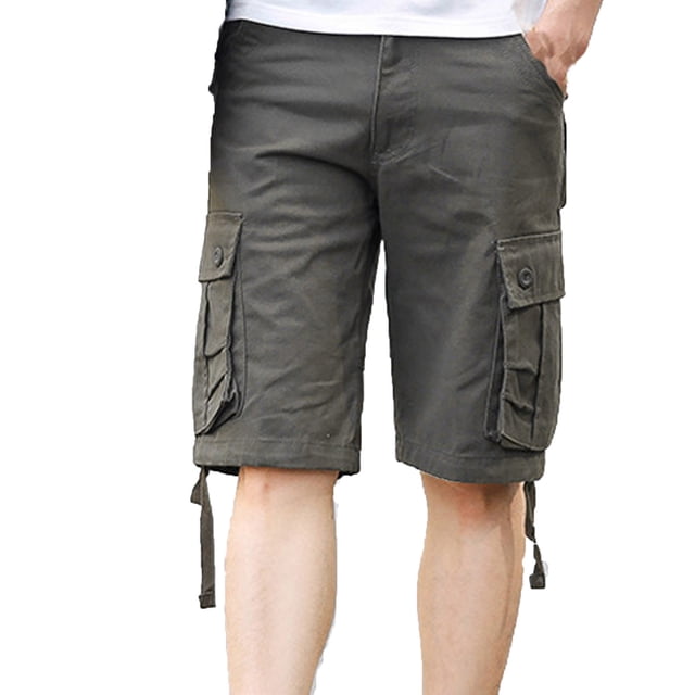 Shorts Cargo Ripstop pour Hommes Coupe Classique Shorts de Randonnée Longs en Sergé de Coton Jambe Droite pour Travail Extérieur avec Poches