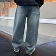 thumbnail image 4 of ZACPNCV Boys Baggy Jeans for Kids Teen Casual Straight Wide Leg Cargo Jeans Summer Loose Elastic Waist Denim Pants with Pockets Blue 5-6 Years, 4 of 5