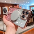thumbnail image 3 of Decase Cover For iPhone 12 Pro, Mag Safe Bling Case,Luxury Plating Cute Glitter Anti-Scratch Shockproof Cover,with Full Camera Protection Magnetic,Case for Women Girls, pink, 3 of 3