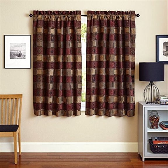 Blazing Needles 63-inch by 52-inch Patterned Jacquard Chenille Curtain Panels (Set of 2) - Manhattan