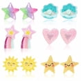 thumbnail image 1 of Qarigey Juego de 12 piezas de pendientes hechos a mano con forma de corazón y flor de arcoíris, Clips, duraderos e hipoalergénicos, para Ropa, zapatos y accesorios Miscelánea Tipo 3, 1 of 6