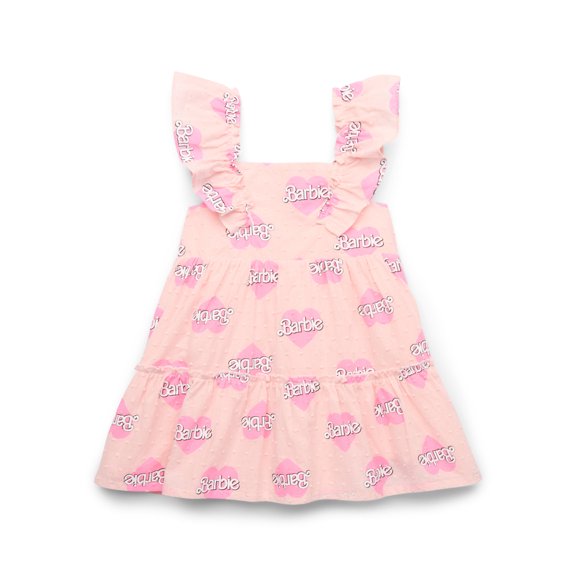 Barbie Baby and Toddler Girls Cotton Woven Dress, Sizes 0/3M-5T