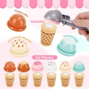 Wooden Ice Cream Toys for Toddlers, Kids Wooden Toys Play Kitchen Accessories, Play Food Sets for Kids Kitchen, Pretend Play Toys Gifts for 3 4 5 Year Old Girls Boys Birthday