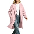 thumbnail image 2 of cocolona Trench Coat for Women Open Front Long Sleeve Solid Color Long Jacket Notch Lapel Lined Fall Winter Wool Coat with Pockets, 2 of 7