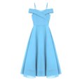 thumbnail image 3 of Manyakai Kids Flower Girls Elegant Chiffon Dress Bridesmaid Off Shoulder A-Line Dress Wedding Light Blue 12, 3 of 5