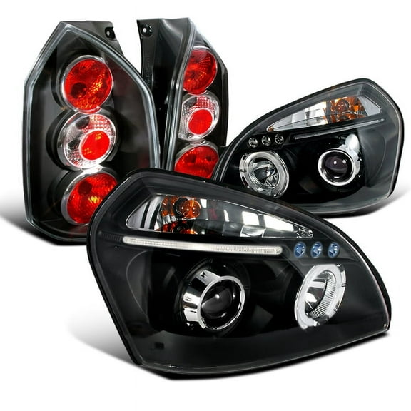 Spec-D Tuning LED Chrome Projector Headlights LED Bumper Fog Lamps Compatible with Hyundai Tucson Left Right Pair Headlamps Assembly