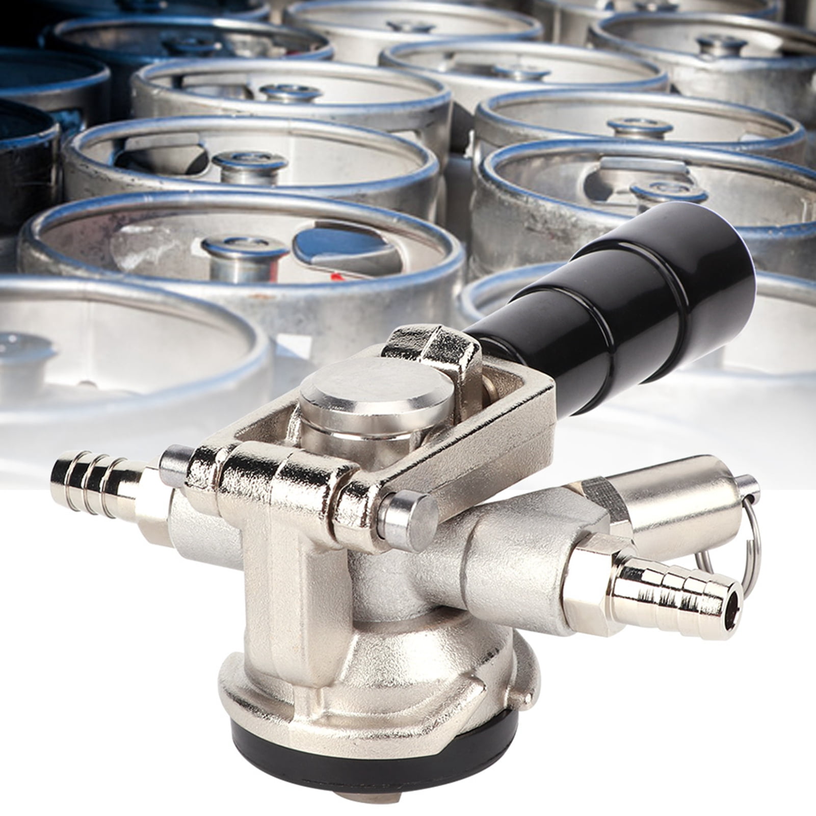 Yajisi D Type Stainless Steel Beer Keg Coupler Tap Dispenser Equipment with Pressure Reducing Valve for Home Brewing Supplies, 4.1 x 2.4 in / 10.3 x 6 cm
