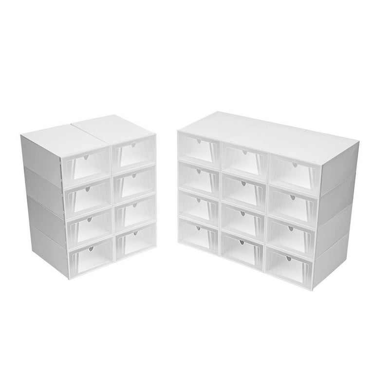  DYRABREST 24 Pack Shoe Storage Boxes,Clear Plastic Clamshell  Shoebox Stackable Shoe Boxes Organizer Foldable Shoe Display Box Shoe  Container Clear Closet Shelf Shoe Organizer(Round Holes) (24 PCS) : Home &  Kitchen