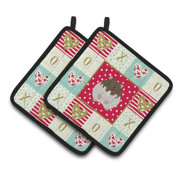 Carolines Treasures CK5440PTHD Dzungarian Hamster Love Pair of Pot Holders, Red, 7.5HX7.5W, multicolor