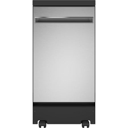 GEÂ® 18  Stainless Steel Interior Portable Dishwasher with Sanitize Cycle