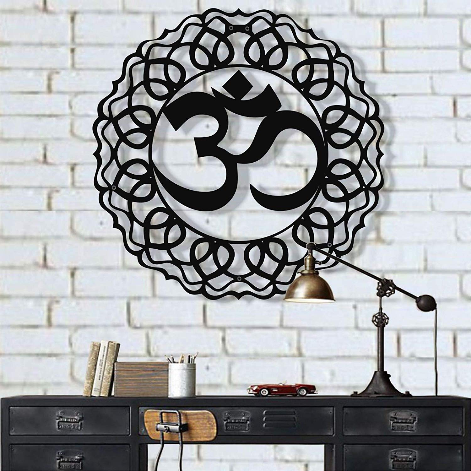 LaModaHome Metal Wall Art, Metal Om Decor, Yoga Gifts, Aum Symbol, OM