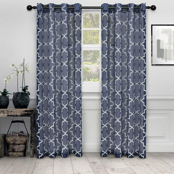 Superior Dalitso Rope Sheer Curtains, Window Accents, Braided Rope, Stripe, Textured, Traditional, Modern, Transitional Design with Stainless Grommets, Curtain Set of 2 Panels, 52" W X 63" L, Graphite