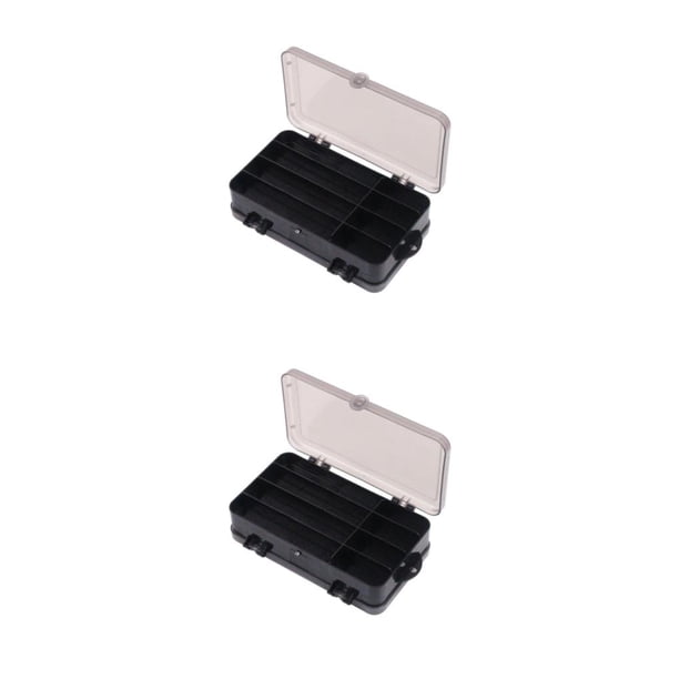 Matsuzay Caja de almacenamiento de herramientas de pesca Color sólido Reemplazo de múltiples compartimentos Caja organizadora de señuelos Negro 2Conjunto