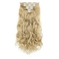 thumbnail image 3 of Qlenkay Clip in Hair Extensions Synthetic Hair 7 pcs Double Weft Long Wavy Straight Hair Extension for Women, 3 of 8