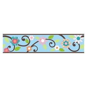 Scroll Floral Border in Blue and Brown