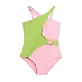 thumbnail image 3 of GYRATEDREAM Girl's One Piece Color Block Swimsuit Cute Cut Out Monokini Swimsuit Kids Bathing Suit Swimwear, 6-8 Years, 3 of 4