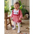 thumbnail image 3 of Cjfdfy Newborn Baby Girl Game Day Fall Outfit Animal Football Season Stripe Long Sleeve Ruffled Bow Collar Romper Infant Cute My First Football Season Fall Winter Clothes 0-18M, 3 of 9
