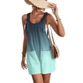 thumbnail image 4 of JULMCOMO Tie Dye Gradient Rompers for Women Adjustable Straps Loose Casual Bib Overalls Sleeveless Trendy Summer Short Jumpsuit with Pockets Cyan 2XL, 4 of 6