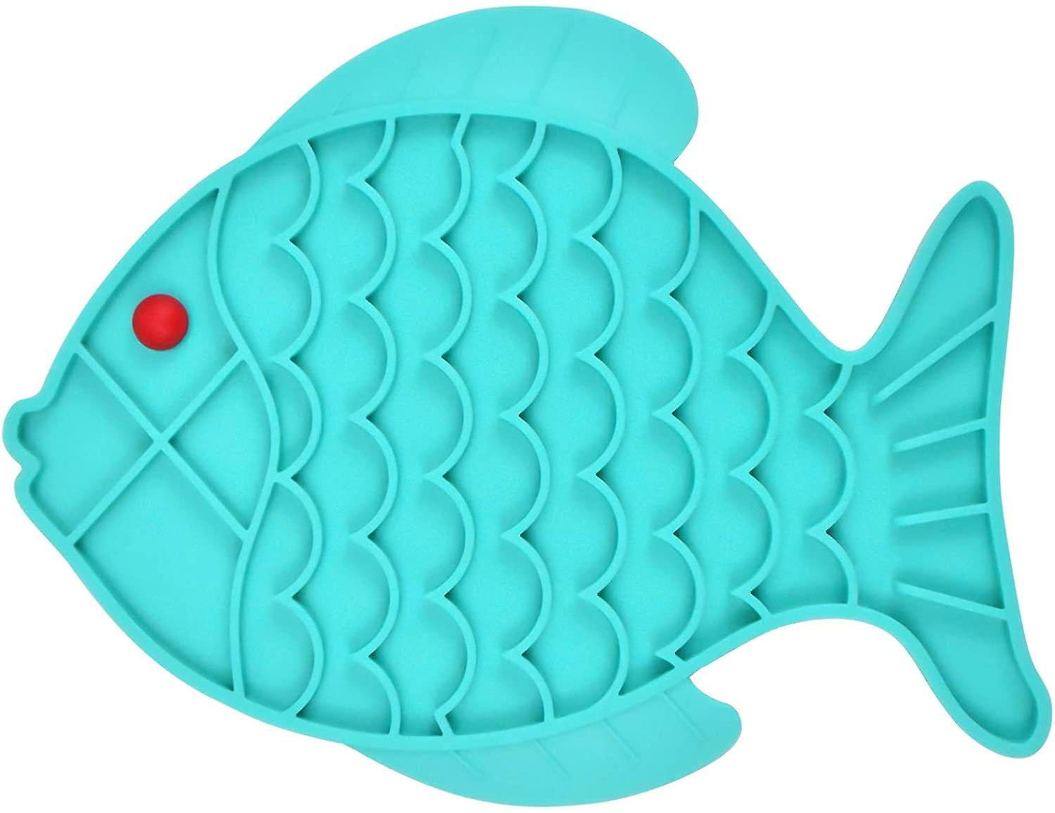 Yamiin Slow Feeder Lick Mat For Dogs & Cats - Silicone, Fish/Crab Shape, Includes Spatula