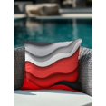 thumbnail image 4 of Outdoor Pillows Waterproof, Red Grey Ombre Bedding Throw Pillows with Insert for Couch Sofa Bed, Modern Abstract Moire Art Geometric 18x18 Inch Pillowcases Decorative Camping Patio Pillow Set of 1, 4 of 8