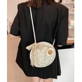 thumbnail image 5 of LHSHID Novel Round Purse Cute Wheel Crochet Bag Women Crossbody Purse Beach Bag Handmade Woven Shoulder Bag Lace Bow, 5 of 5