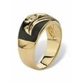 thumbnail image 2 of PalmBeach Jewelry Men's Round Cubic Zirconia Accent Yellow Gold-Plated Black Enamel-Finish American Eagle Ring, 2 of 5
