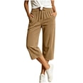 thumbnail image 4 of Tsesme Corduroy Capris for Women Drawstring Elastic Waist Cropped Trousers with Pockets Fall Loose Fits Comfy Bottom Daily Wear, 4 of 8