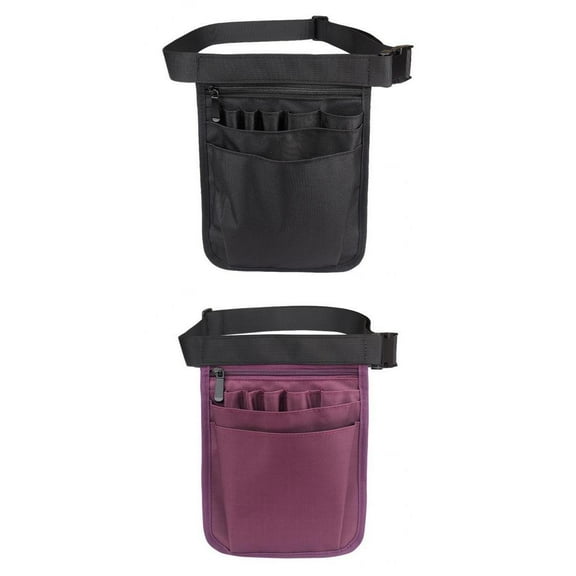2x Nylon Nurse Organizer Belt Pocket Quick Pick Waist Bag Pouch black