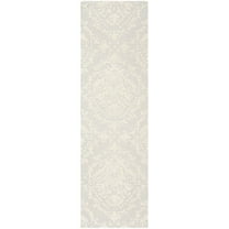 SAFAVIEH Blossom Kestrel Damask Runner Rug, Light Grey/Ivory, 2'3" x 6'