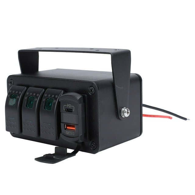 3 Gang Rocker Switch Panel PD Type C and QC 3.0 USB with Voltmeter Waterproof for Cars, UTV, Trucks, Trailers, Motorhomes, Yachts, Aluminum