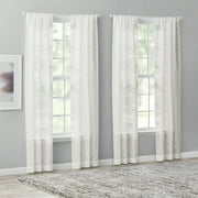 Mainstays Modern White Geometric Rod Pocket Sheer Curtain Set, 28" x 84" (4 Panels)