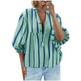 thumbnail image 1 of Yanlir Blouse Décontractée à Col Rabattu Boutonnée Manches Longues Couleur Unie T-Shirt Confortable Mode Coupe Régulière Printemps Été Fête de Travail (Vert Armée1,L), 1 of 6