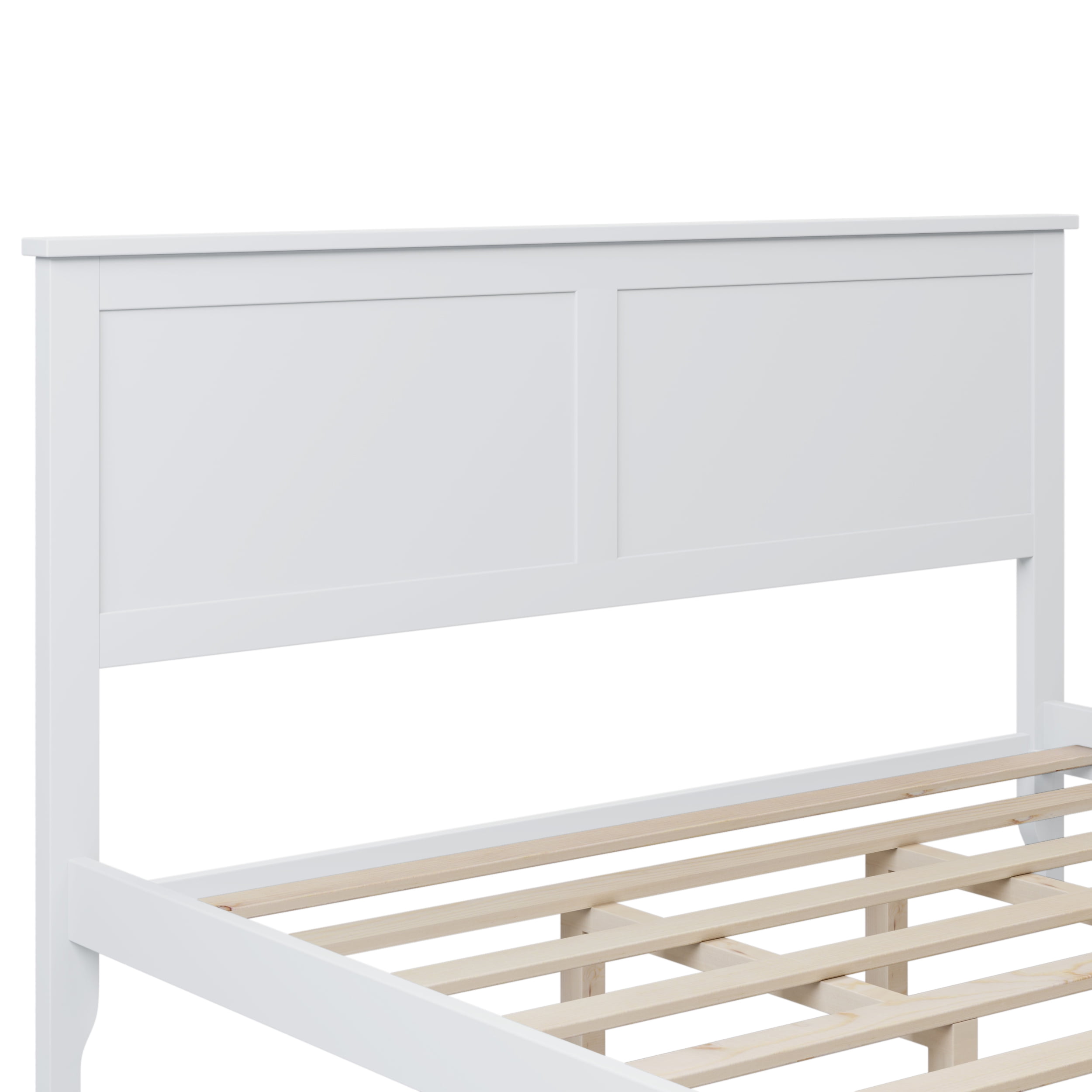 Aukfa Queen Bed Frame, Wood Platform Bed with Headboard - White
