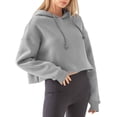 thumbnail image 4 of Amazhiyu Women's Cropped Hoodies Long Sleeves Fleece Crop Top Sweatshirt with Hooded, 4 of 8