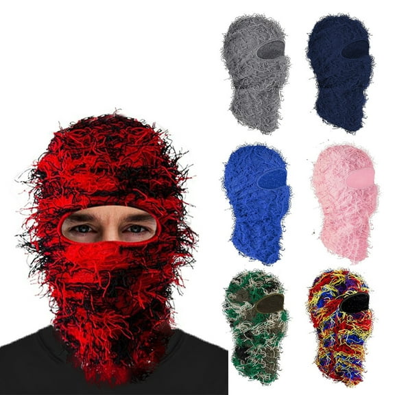 Distressed Balaclava Ski Mask Full Face Knitted Balaclava Windproof Cool Ski Mask for Cold Weather