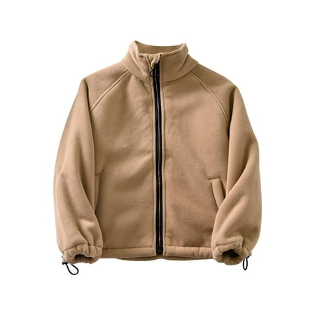 

Aoochasliy Coats for Girls Boys Deals Plush Cotton Coat Fleece Cashmere Middle and Large Zipper Windproof Coat