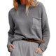 thumbnail image 1 of Top Corto De Punto Suéter clásico para mujer, estilo informal, cuello redondo, manga larga, ajuste holgado, atuendo diario Ygjytge Gris M para Mujer, 1 of 1