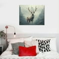 thumbnail image 4 of PIKWEEK Black and White Wall Art Deer in Autumn Foggy Forest Picture Elk Stag Canvas Prints for Home Living Room Bedroom Wall Decoration Ready to Hang, 4 of 4