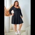 thumbnail image 4 of Vestido Casual de Mujer de Talla Grande con Cuello Cuadrado, Larga y Canalé. Gris Oscuro XXL, 4 of 9