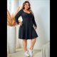 thumbnail image 4 of Vestido Casual de Mujer de Talla Grande con Cuello Cuadrado, Larga y Canalé. Gris Oscuro XXL, 4 of 9