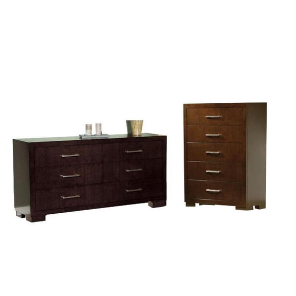 2 Piece Chest and Drawer Set in Dark Cappuccino