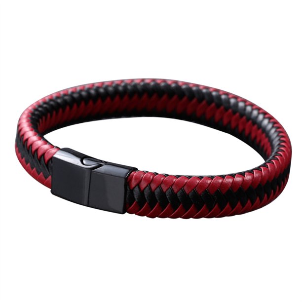 Men brazalete trenzado bloqueo joya informal joya de una sola capa regal de brazalete elegante pulsera decorativa hermano hermano tipo 3 Inevent AP009090-03